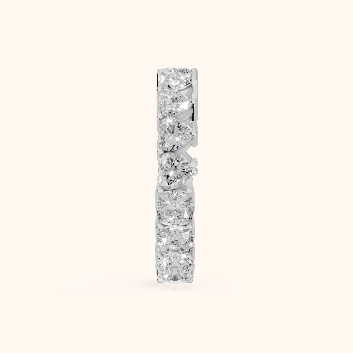 Tova Shared Prong Heart & Cushion Diamond Eternity Band in Silver - SideView