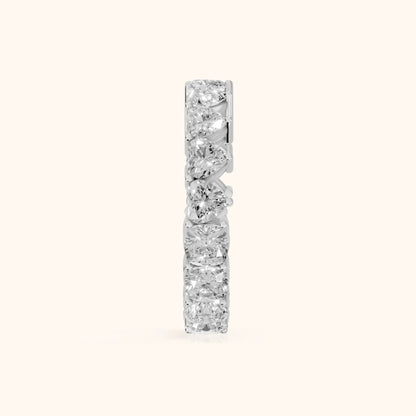 Tova Shared Prong Heart & Cushion Diamond Eternity Band in Silver - SideView