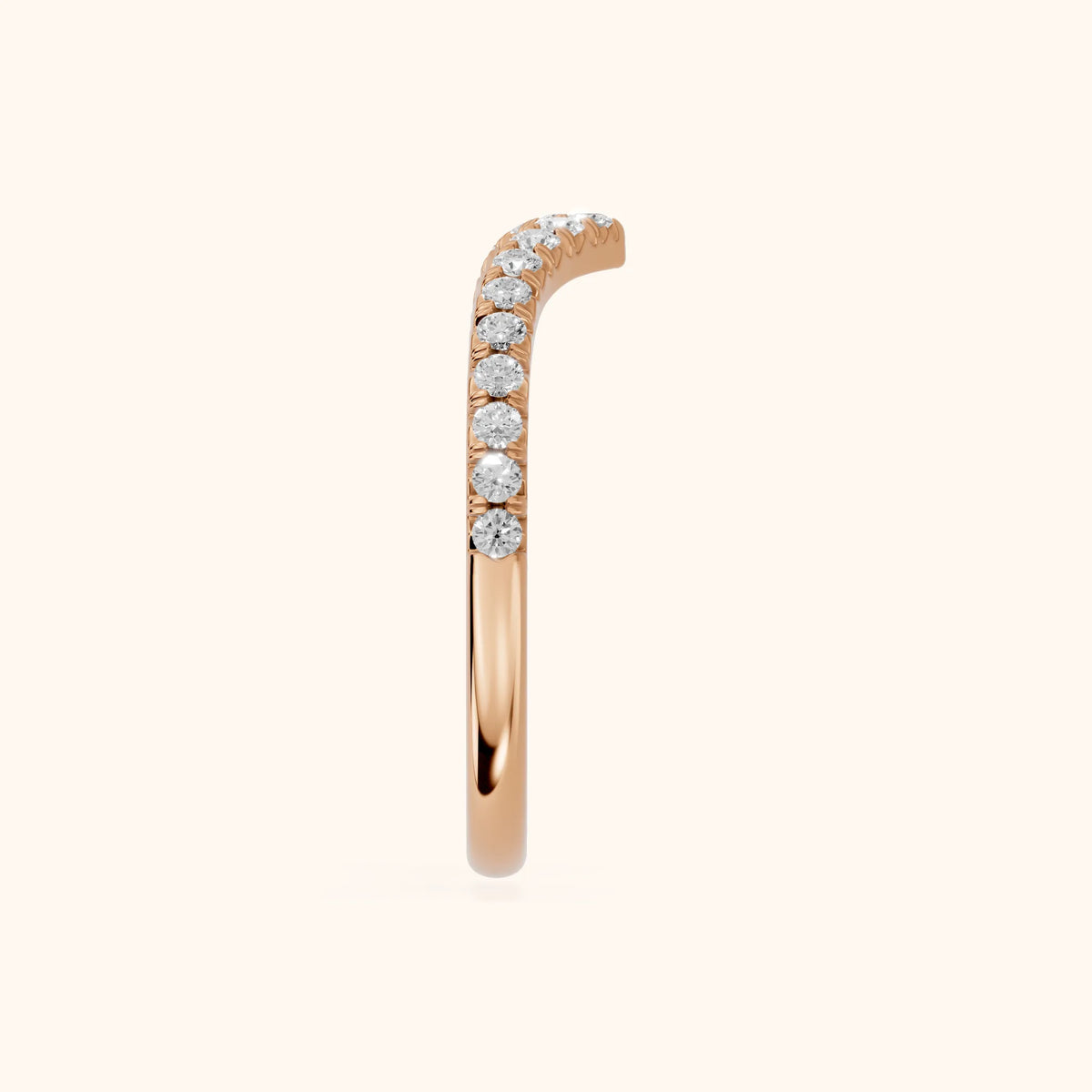 Melia Contour Pavé Round Diamond Stackable Ring in Rose Gold - SideView