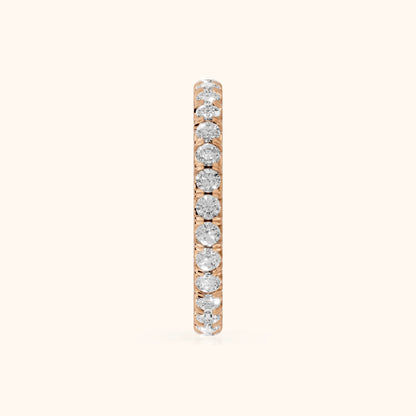 Lani French Pavé Round Diamond Eternity Band in Rose Gold - SideView