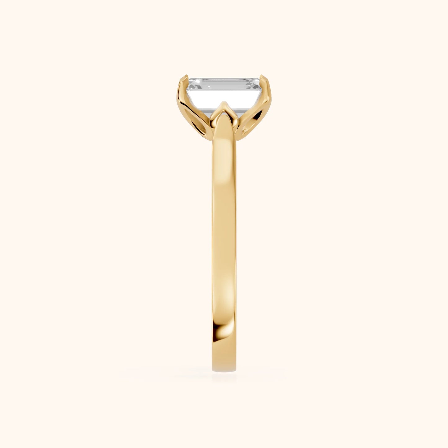 Isabella Bloom Solitaire Emerald Diamond Engagement Ring in Yellow Gold - SideView