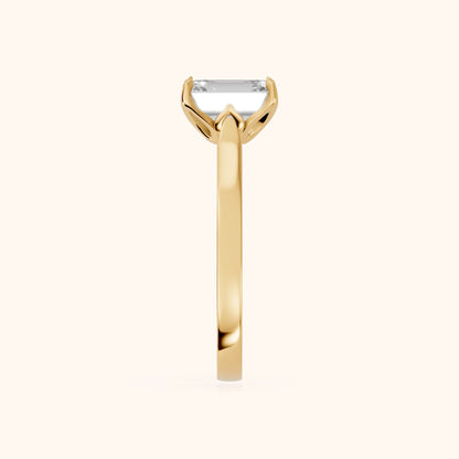 Isabella Bloom Solitaire Emerald Diamond Engagement Ring in Yellow Gold - SideView
