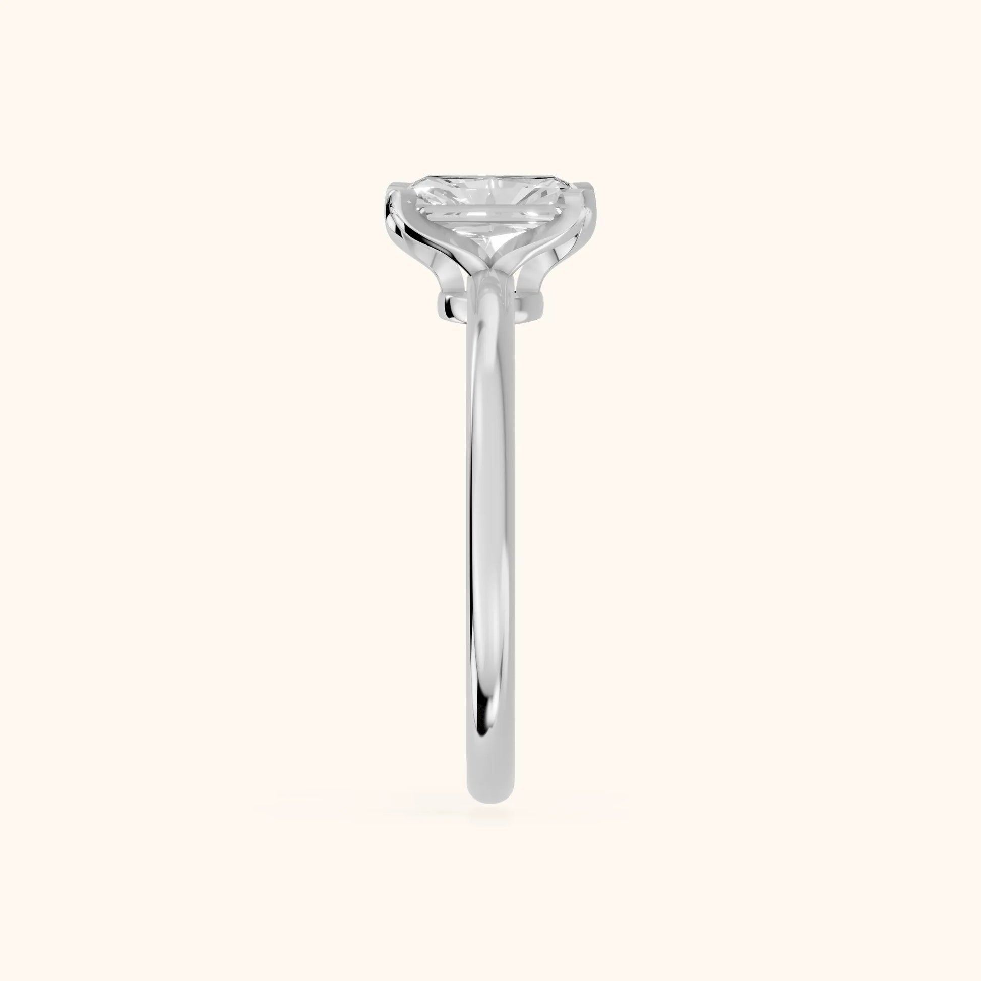 Flora Guardian Solitaire Radiant Diamond Engagement Ring in Platinum - SideView
