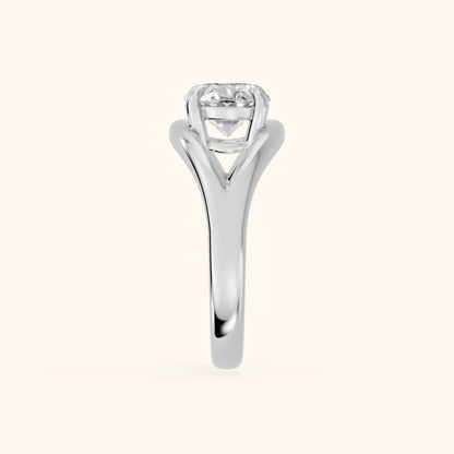 Seraphina Criss Cross Oval Diamond Engagement Ring in Platinum - SideView