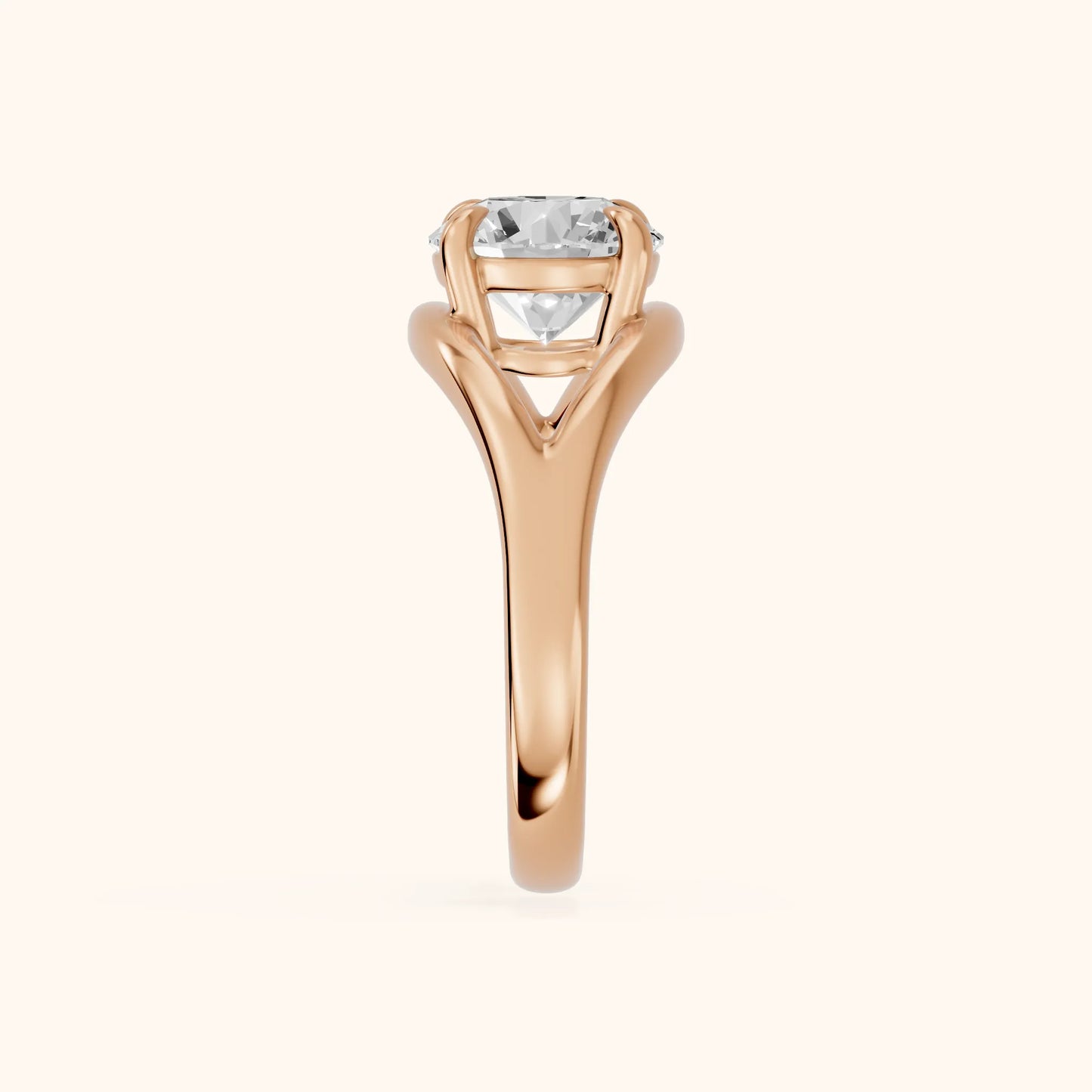 Seraphina Criss Cross Round Diamond Engagement Ring in Rose Gold - SideView