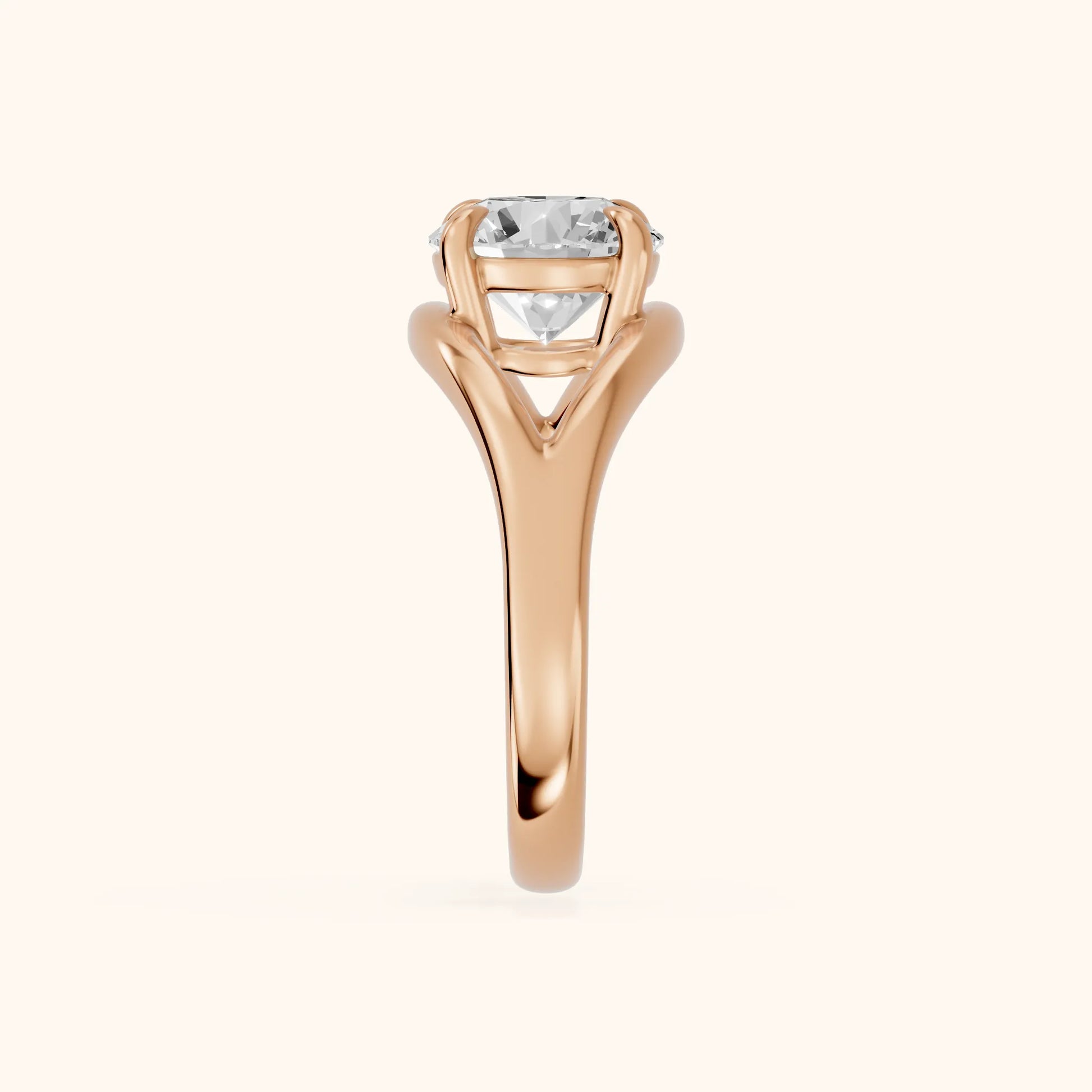 Seraphina Criss Cross Round Diamond Engagement Ring in Rose Gold - SideView
