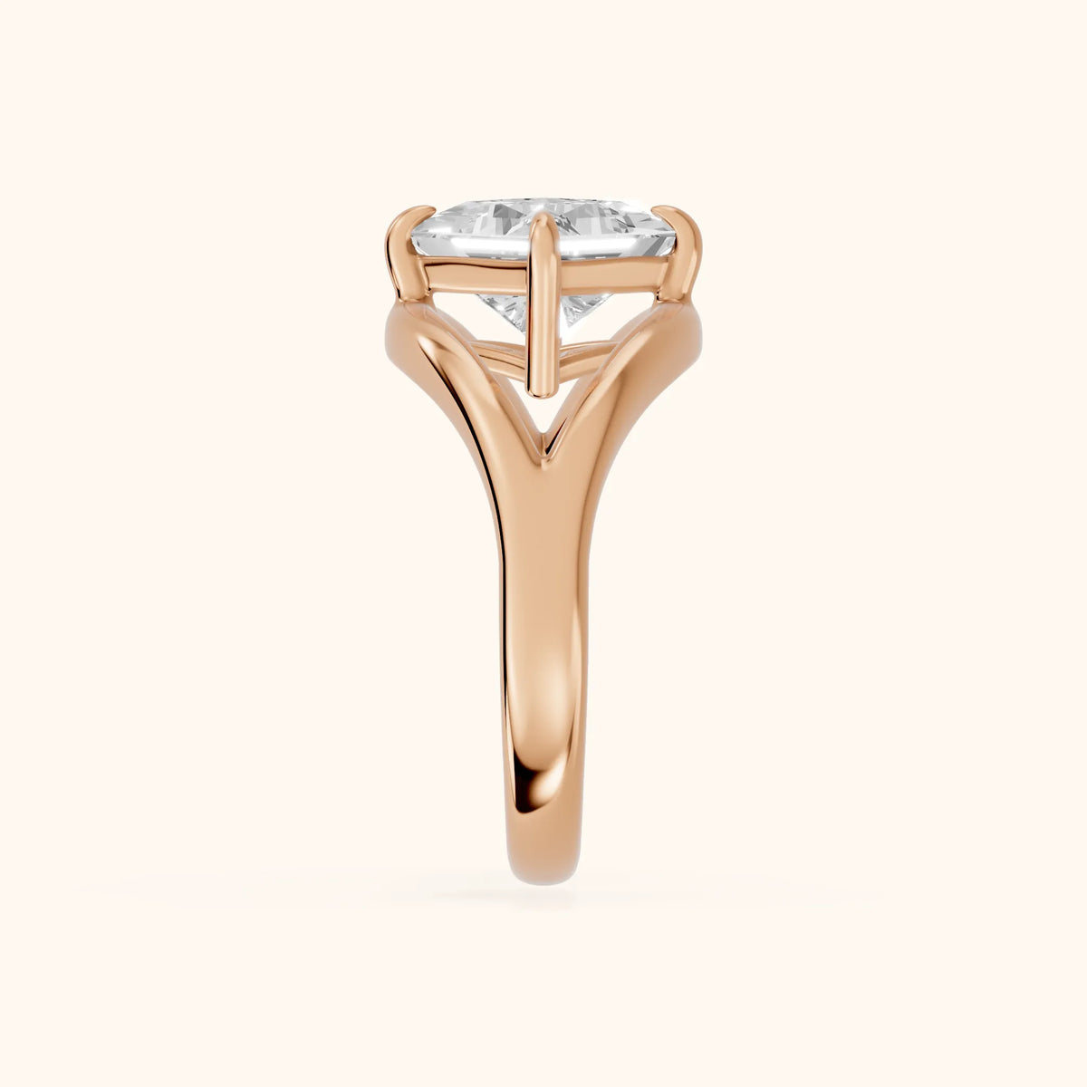 Madeleine Split Shank Princess Diamond Engagement Ring in Rose Gold - SideView.webp