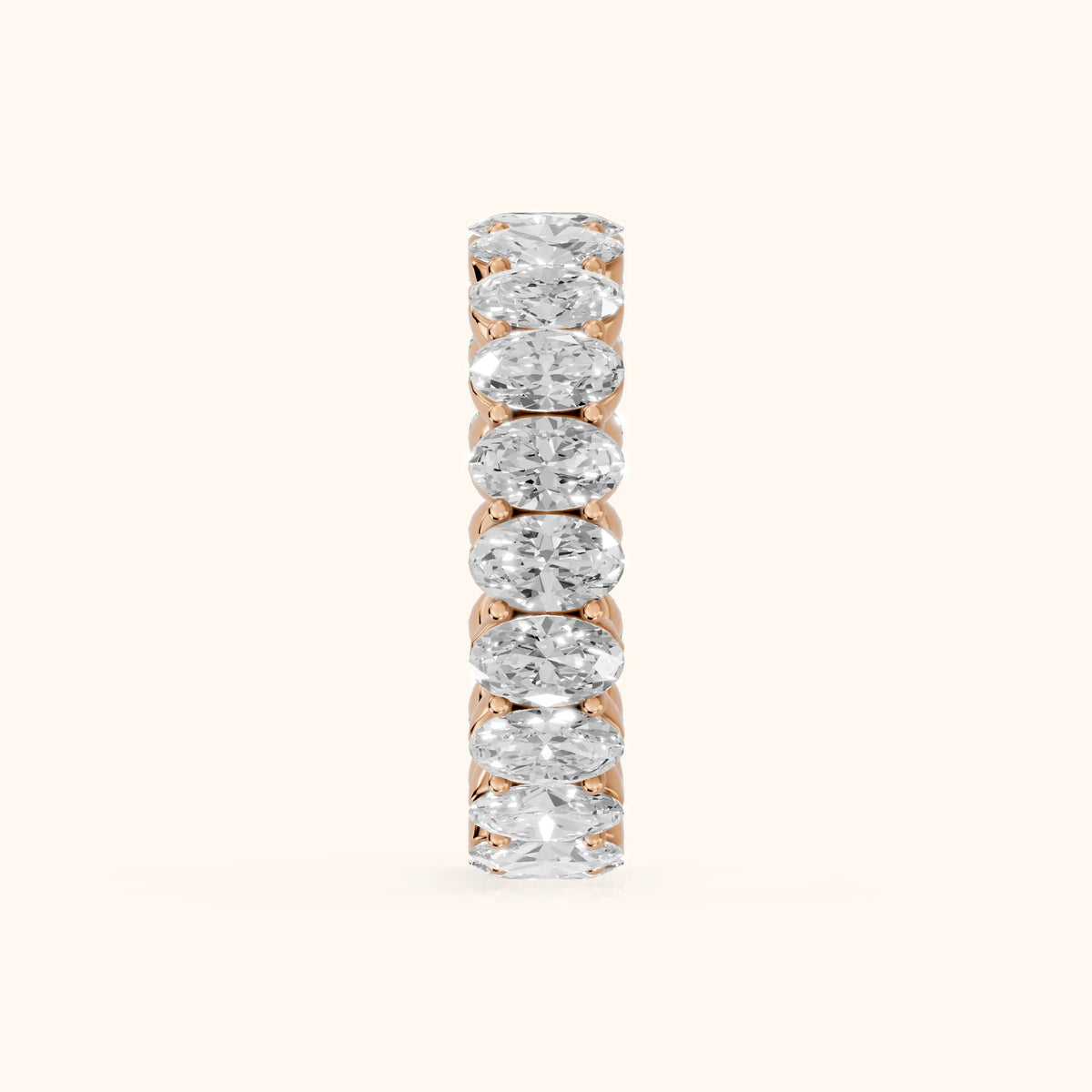 Vidya Shared Prong Oval Diamond Eternity Band in Rose Gold - SideView