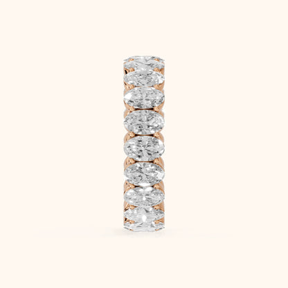 Vidya Shared Prong Oval Diamond Eternity Band in Rose Gold - SideView
