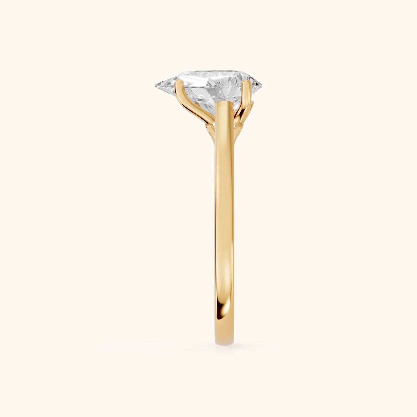 Iris Vintage Pear Diamond Engagement Ring in Yellow Gold - SideView