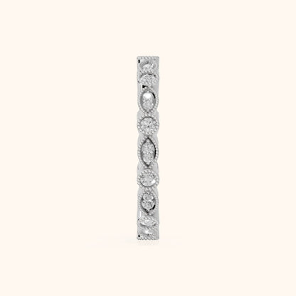 Irene Milgrain Bezel Round Diamond Eternity Band in Silver - SideView