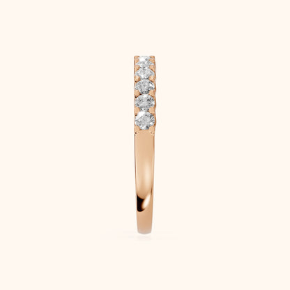 Chantal Shared Prong Round Diamond Half Eternity Band in Rose Gold - SideView