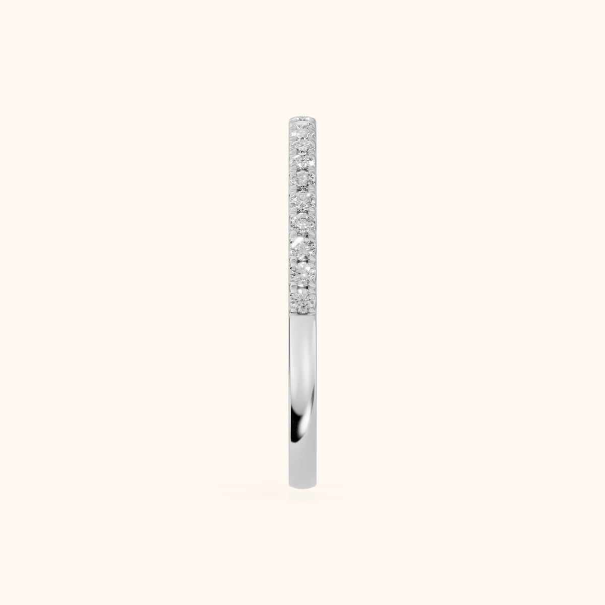 Milena Micropavé Round Diamond Half Eternity Band in Silver - SideView