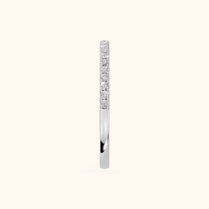 Milena Micropavé Round Diamond Half Eternity Band in Silver - SideView