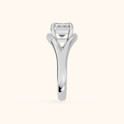 Madeleine Split Shank Emerald Diamond Engagement Ring in Platinum - SideView.webp