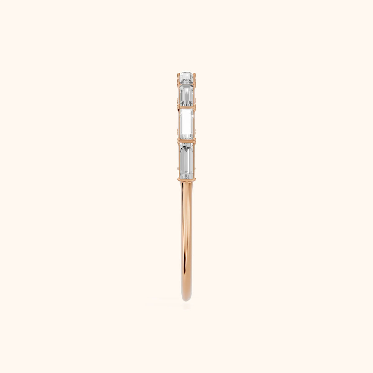 Gaia Bar Set Baguette Diamond Half Eternity Band in Rose Gold - SideView