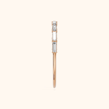 Gaia Bar Set Baguette Diamond Half Eternity Band in Rose Gold - SideView
