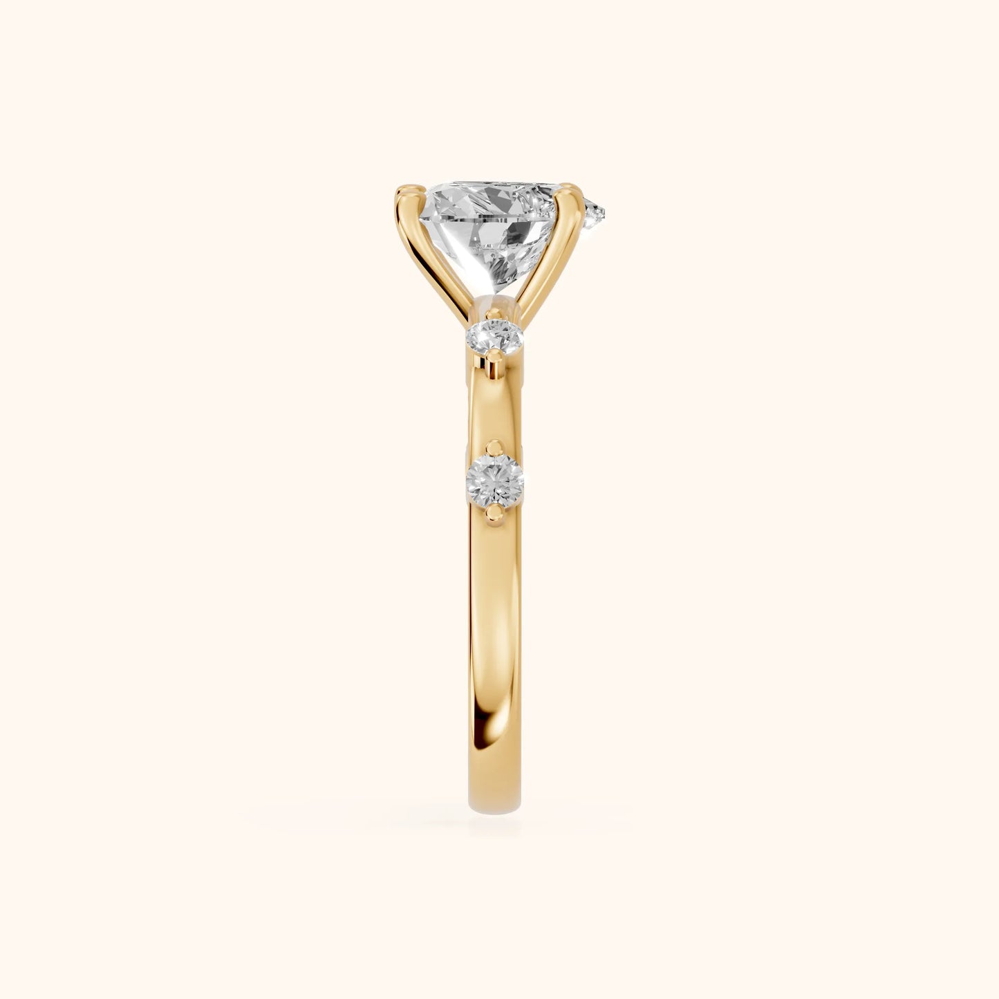 Elena Radiance Solitaire Heart Diamond Engagement Ring in Yellow Gold - SideView