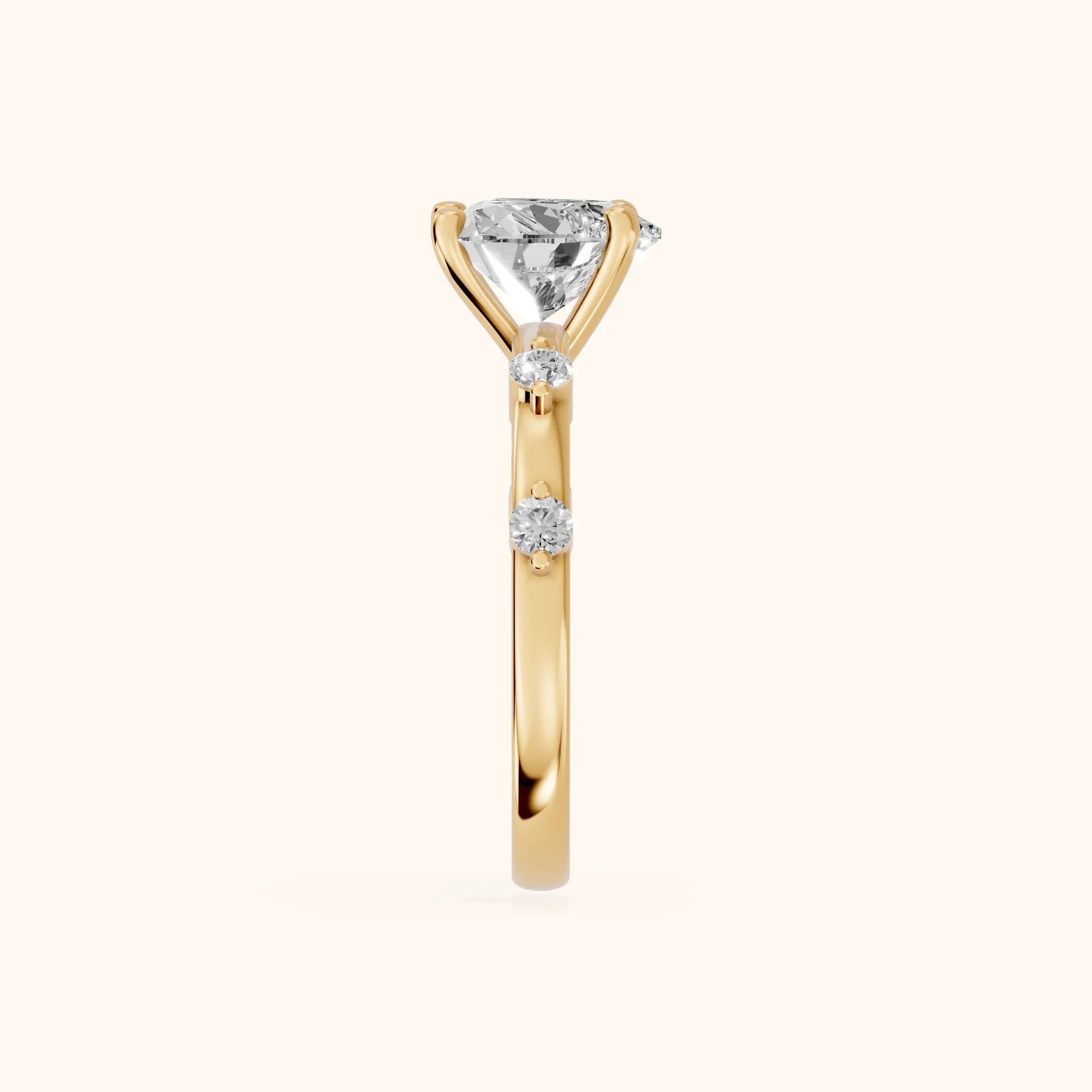 Elena Radiance Solitaire Heart Diamond Engagement Ring in Yellow Gold - SideView