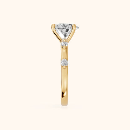 Elena Radiance Solitaire Heart Diamond Engagement Ring in Yellow Gold - SideView