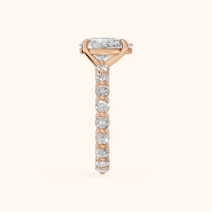Piper Sidestone Pear Diamond Engagement Ring in Rose Gold - SideView.webp