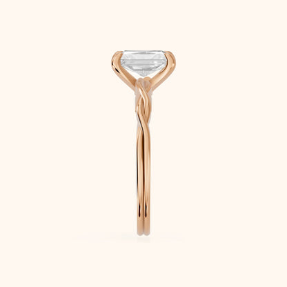 Iris Twist Radiant Diamond Engagement Ring in Rose Gold - SideView