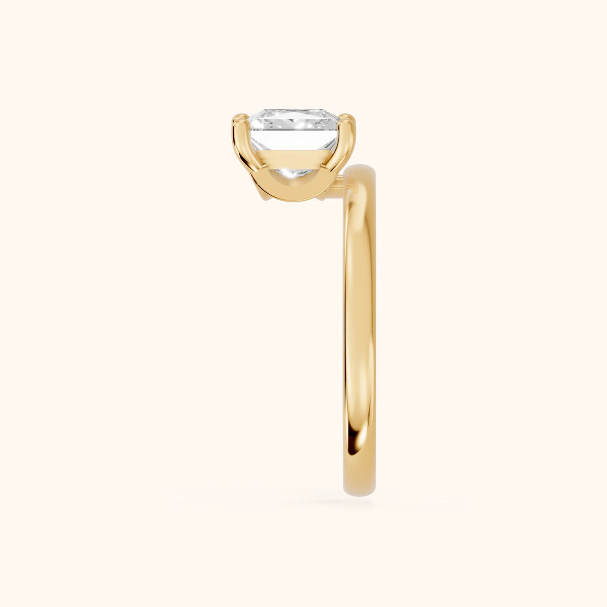 Maisie Four Prong Solitaire Princess Diamond Engagement Ring in Yellow Gold - SideView.webp
