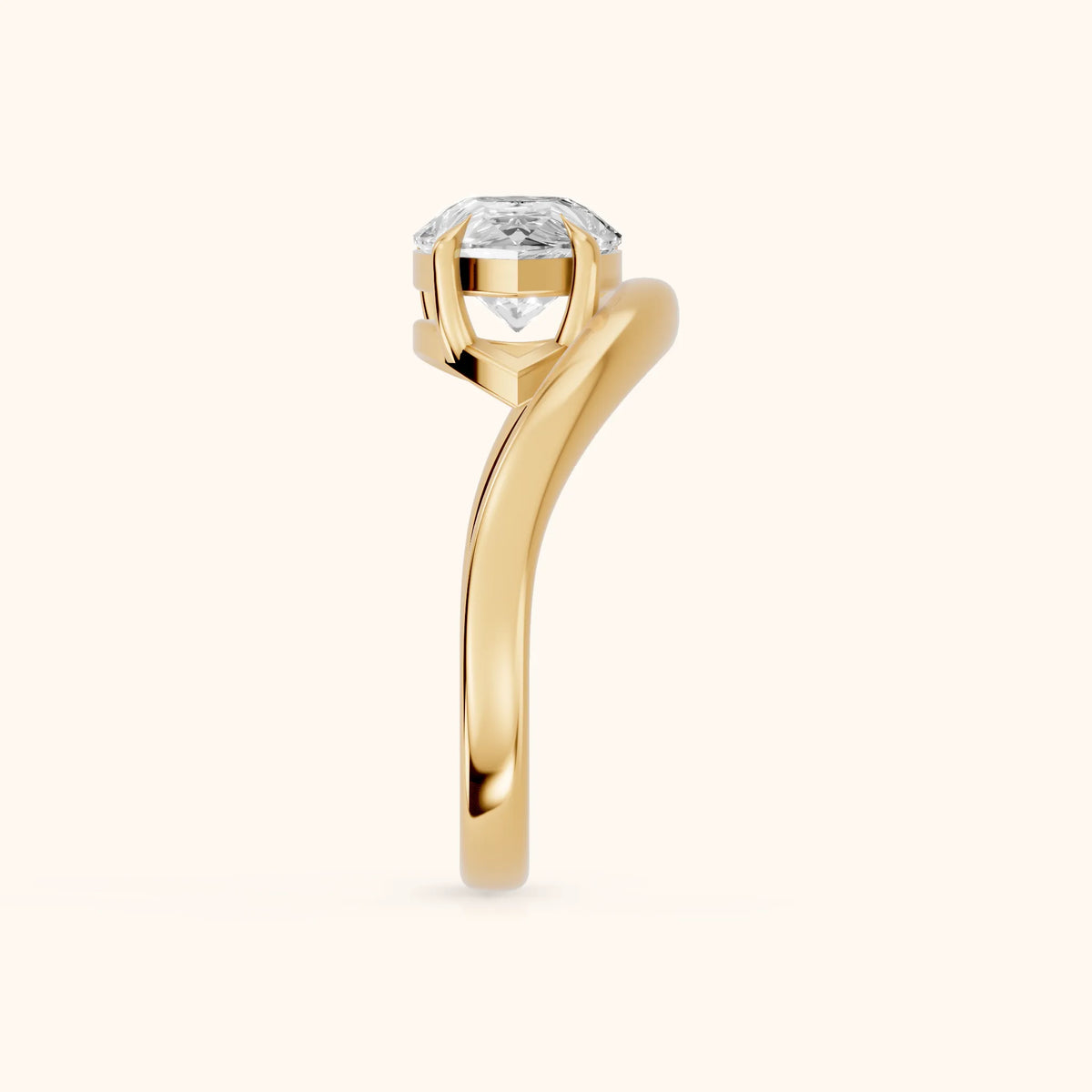 Katherine East-West Bypass Pear Diamond Engagement Ring in Yellow Gold - SideView.webp