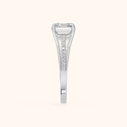 Lucinda Split Shank Asscher Diamond Engagement Ring in Platinum - SideView.webp