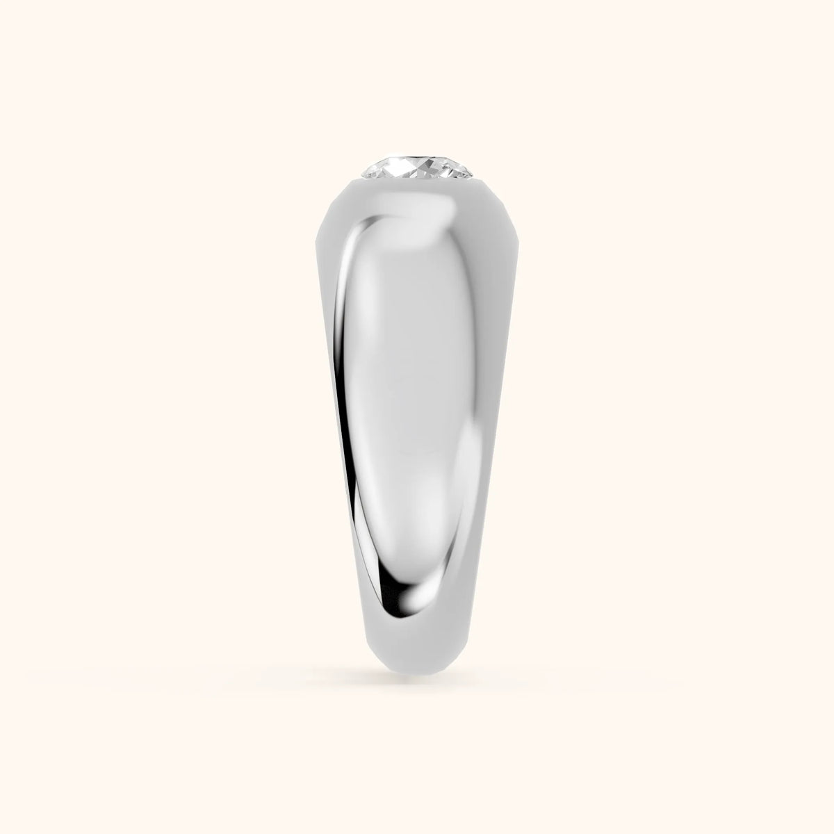 Noelle Bezel Round Diamond Wedding Band in Silver - SideView