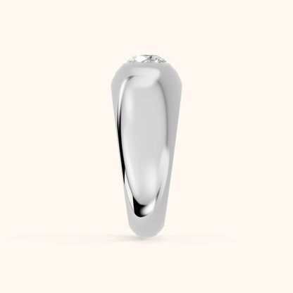 Noelle Bezel Round Diamond Wedding Band in Silver - SideView