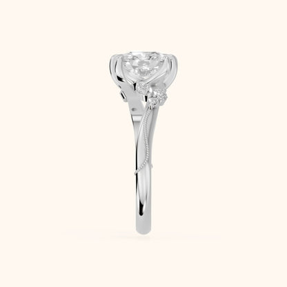 Joanna Milgrain Twist Cushion Diamond Engagement Ring in White Gold - SideView.webp