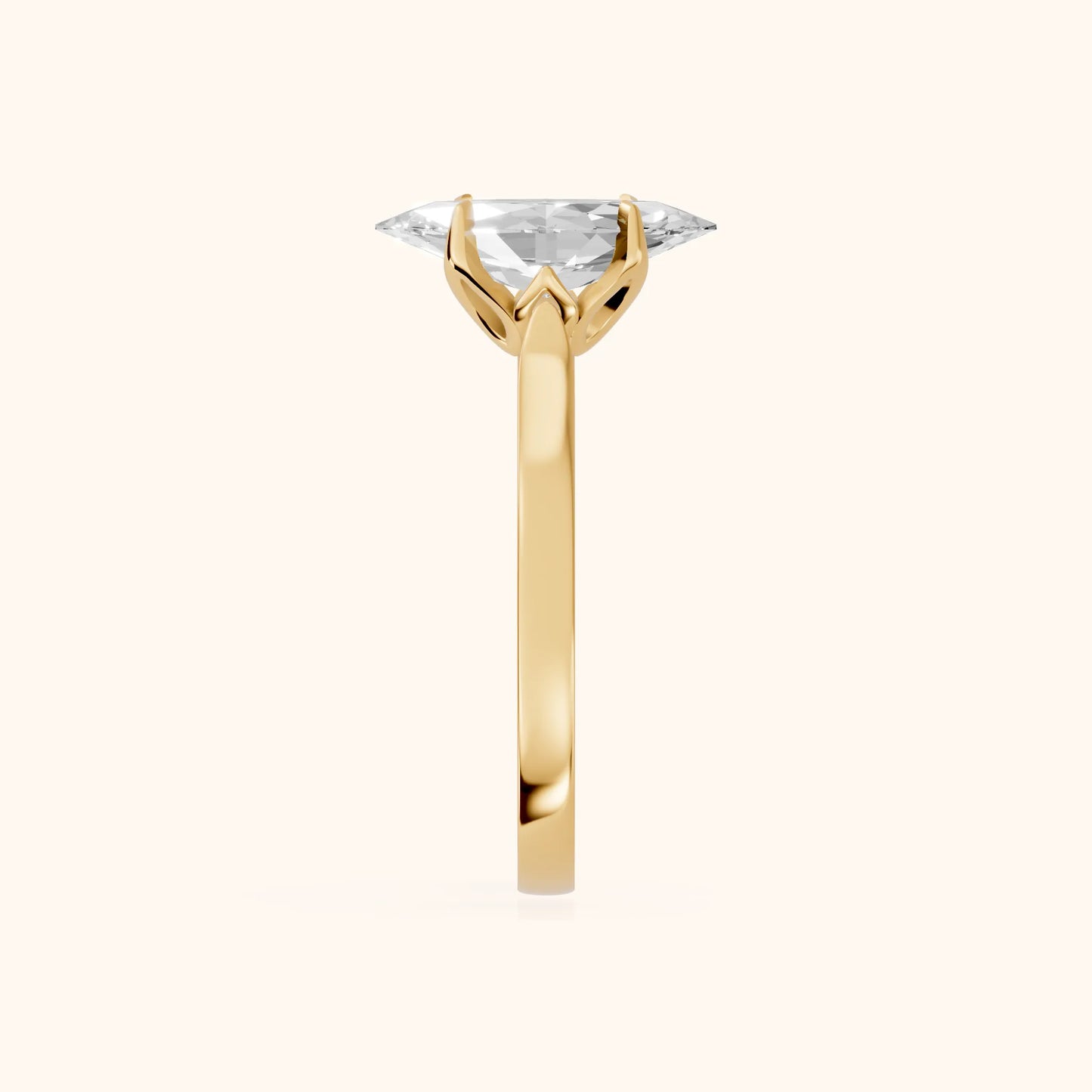 Isabella Bloom Solitaire Marquise Diamond Engagement Ring in Yellow Gold - SideView