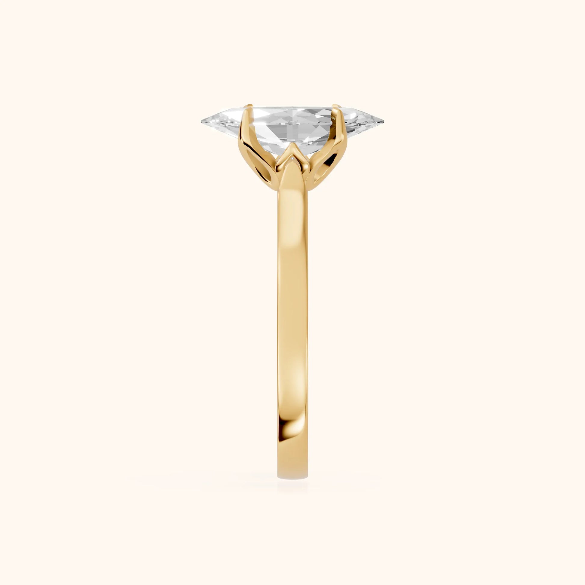 Isabella Bloom Solitaire Marquise Diamond Engagement Ring in Yellow Gold - SideView