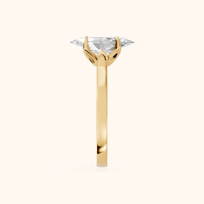 Isabella Bloom Solitaire Marquise Diamond Engagement Ring in Yellow Gold - SideView