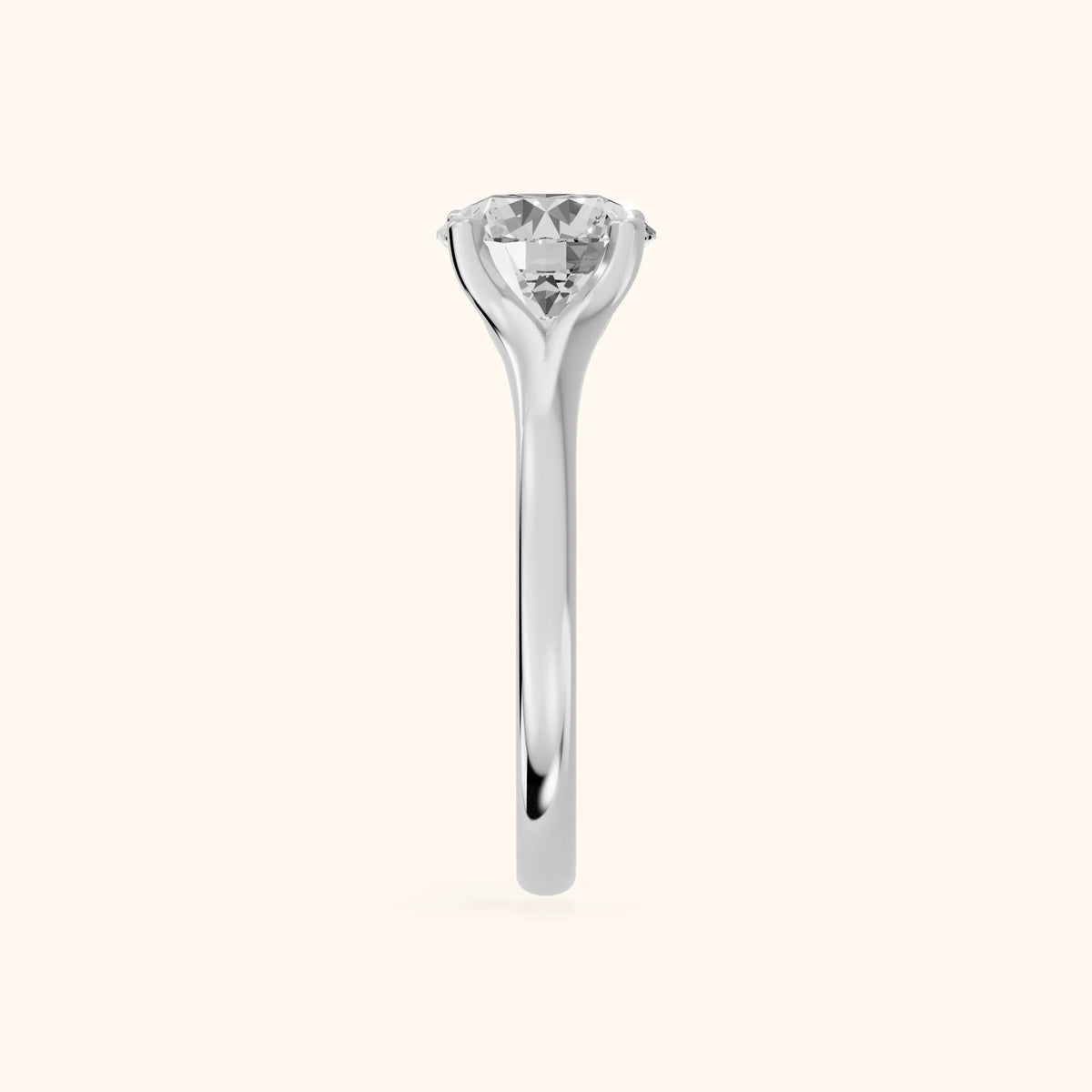 Nell Split Shank Solitaire Round Diamond Engagement Ring in Platinum - SideView.webp