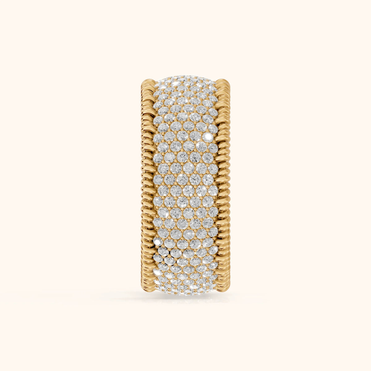 Rita Micropavé Round Diamond Anniversary Ring in Yellow Gold - SideView