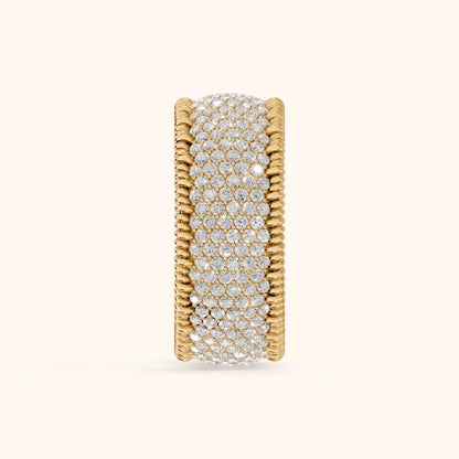 Rita Micropavé Round Diamond Anniversary Ring in Yellow Gold - SideView