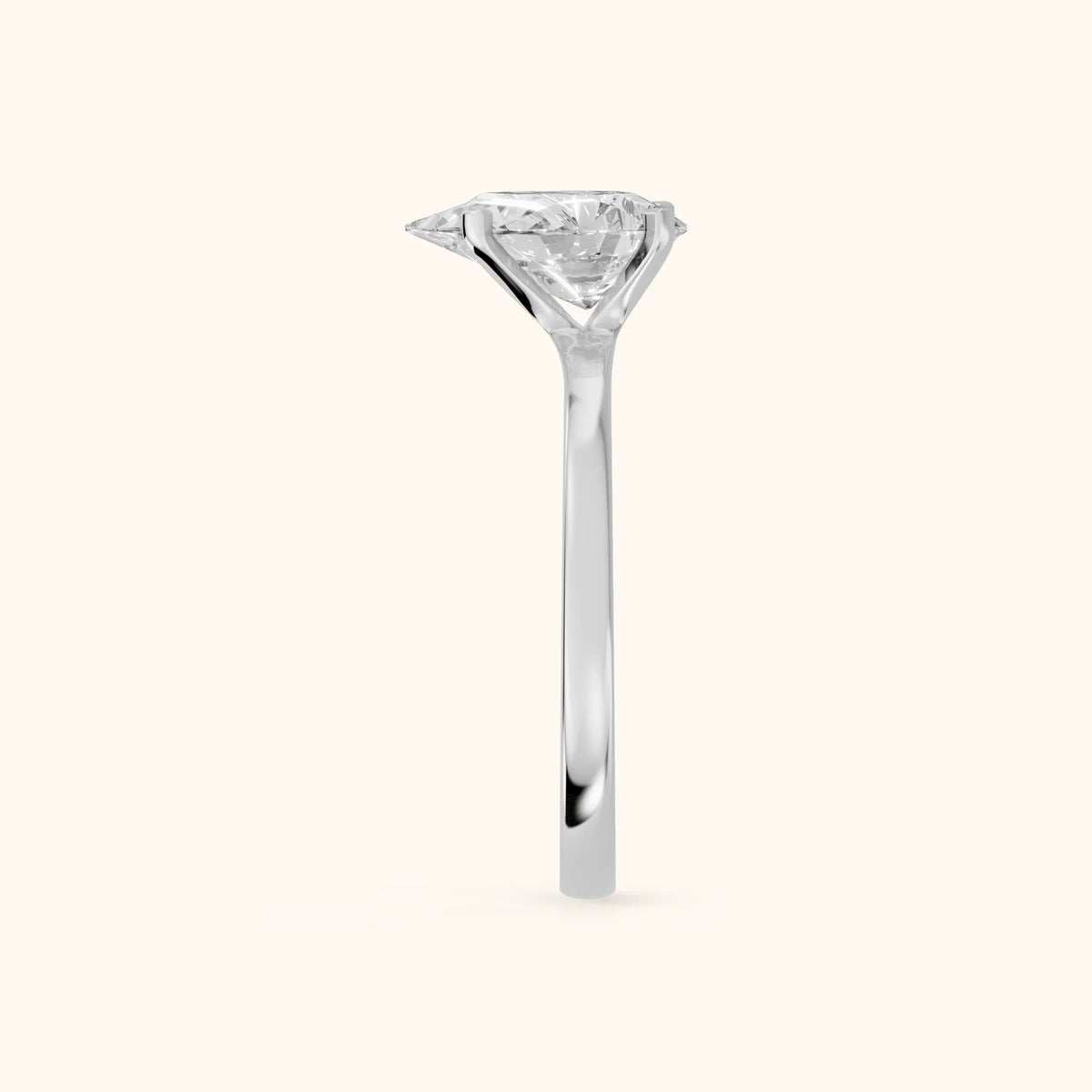 Matilda Cathedral Solitaire Pear Diamond Engagement Ring in Platinum - SideView.webp