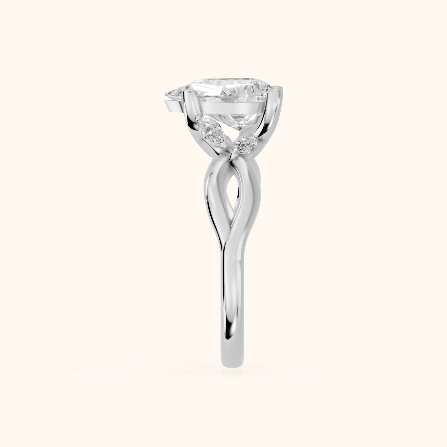 Luna Glow Twisted Pear Diamond Engagement Ring in White Gold - SideView
