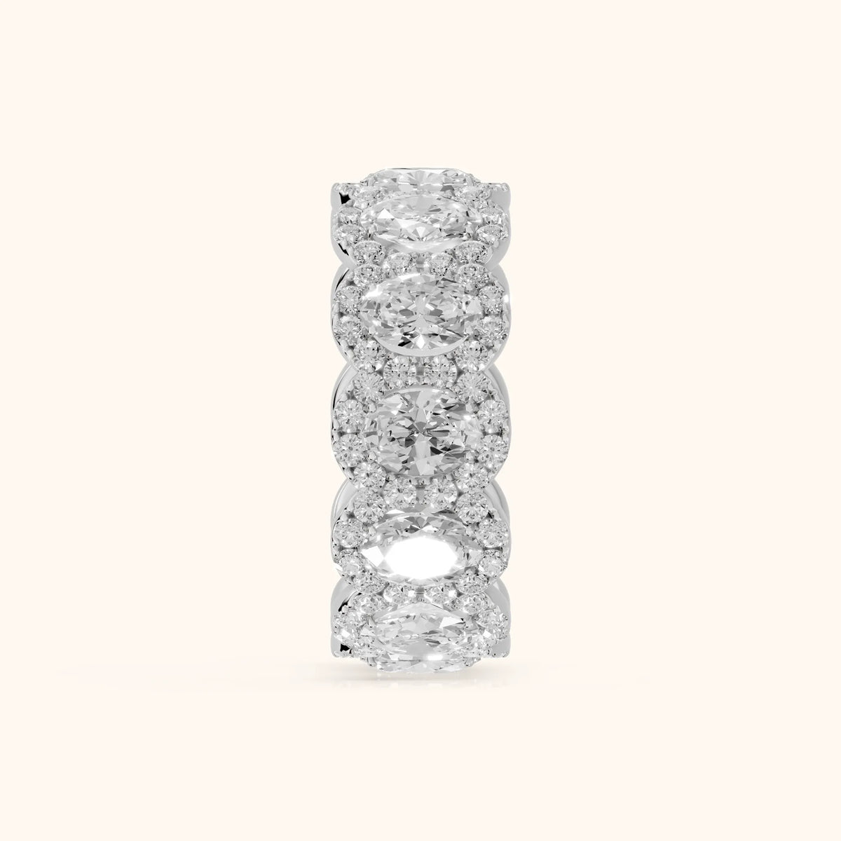 Delphine Pavé Oval Diamond Eternity Band in White Gold - SideView
