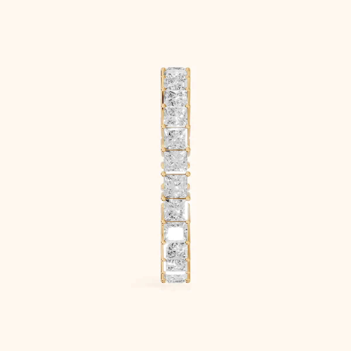 Manon Shared Prong Princess Diamond Eternity Band in Yellow Gold - SideView