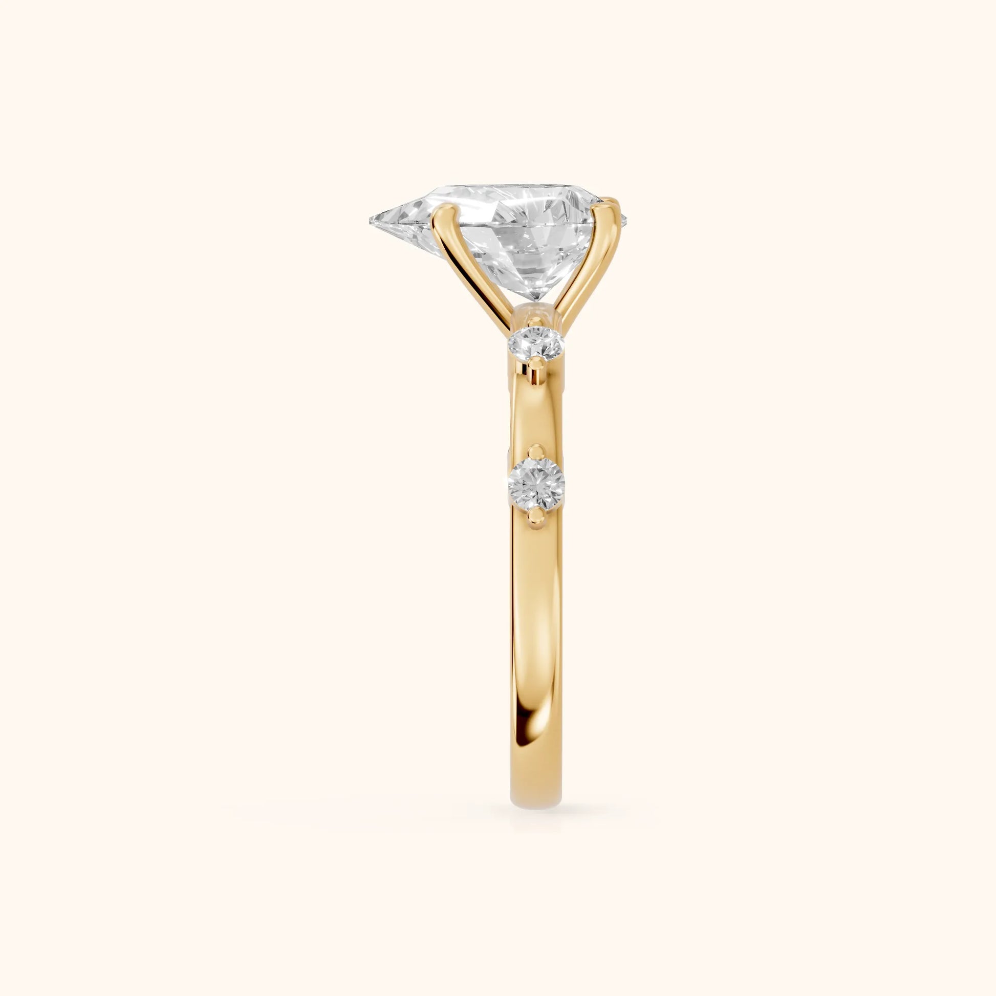 Elena Radiance Solitaire Pear Diamond Engagement Ring in Yellow Gold - SideView