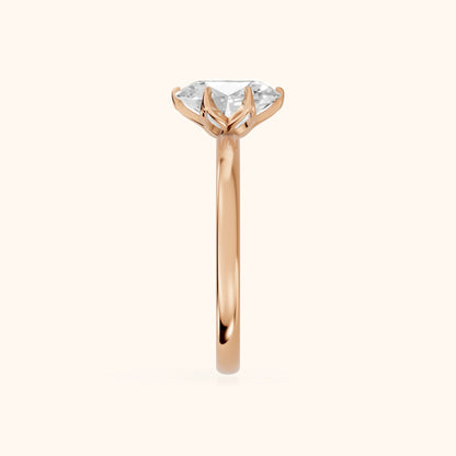 Serena Blossom Solitaire Oval Diamond Engagement Ring in Rose Gold - SideView