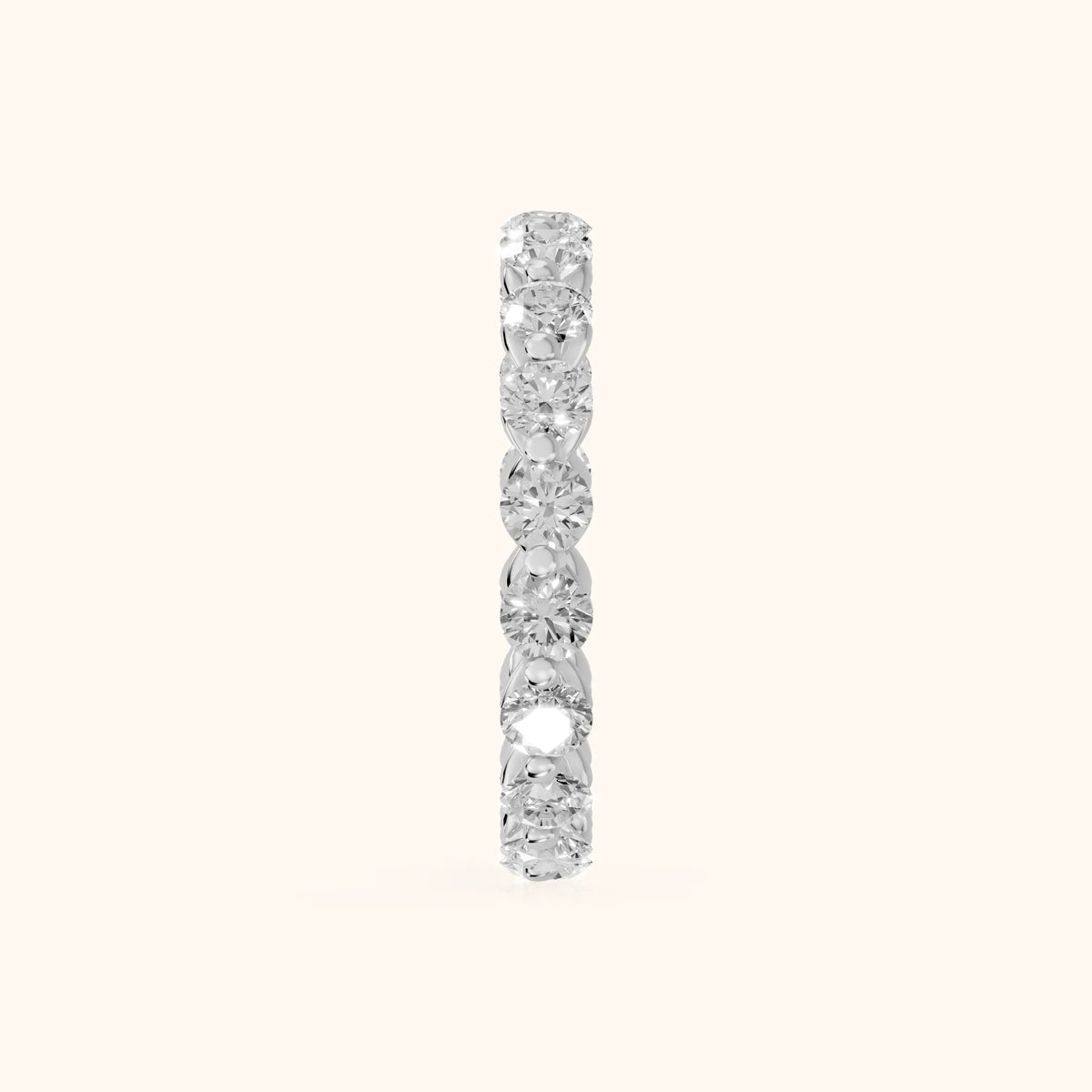 Roshni Shared Prong Round Diamond Eternity Band in Platinum - SideView