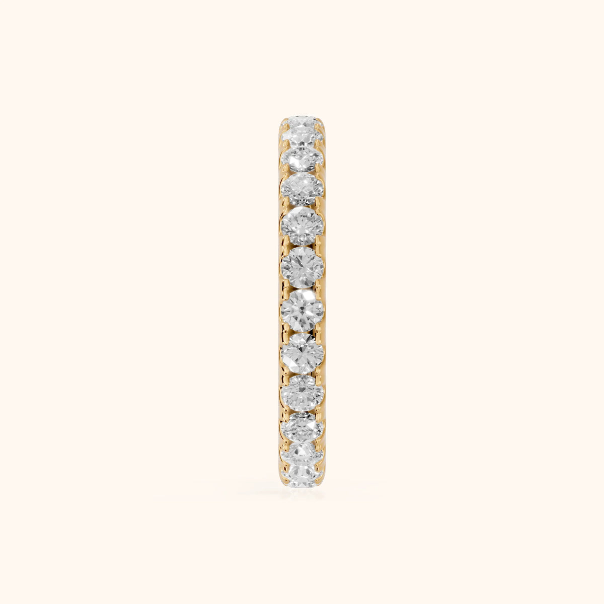 Cara French Pavé Round Diamond Eternity Band in Yellow Gold - SideView