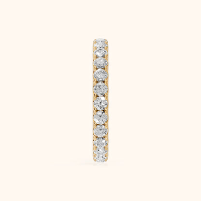 Cara French Pavé Round Diamond Eternity Band in Yellow Gold - SideView