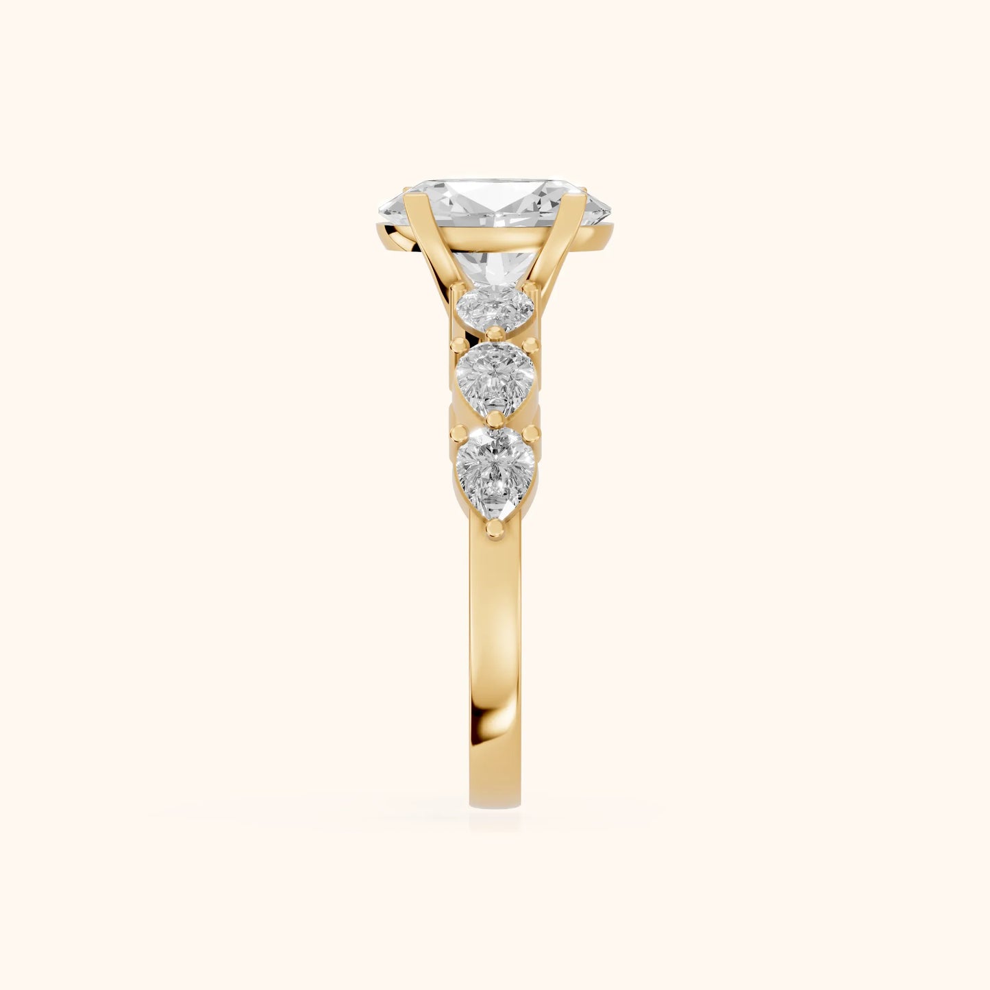 Iris Oval Diamond Bridal Set in Yellow Gold - SideView