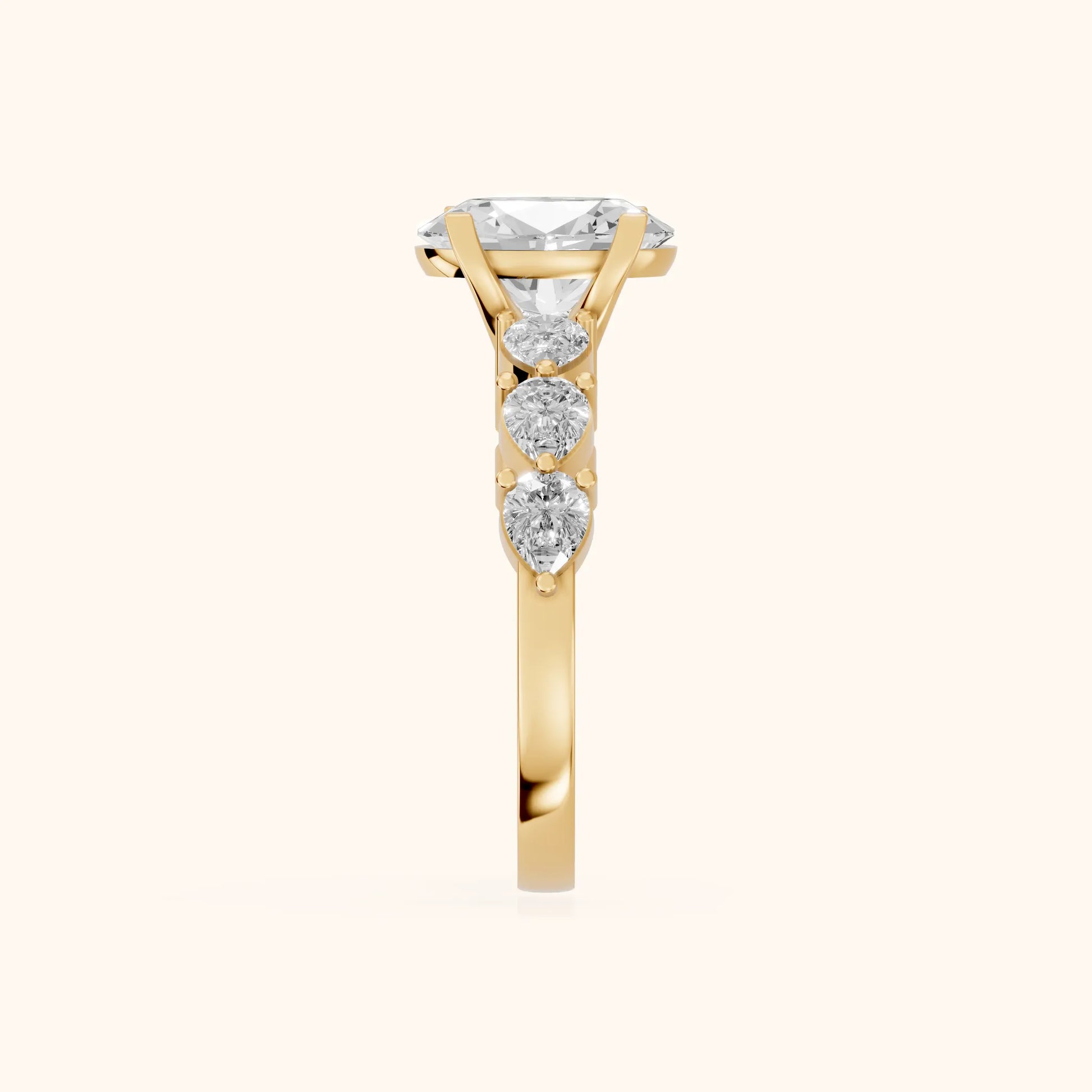 Iris Oval Diamond Bridal Set in Yellow Gold - SideView