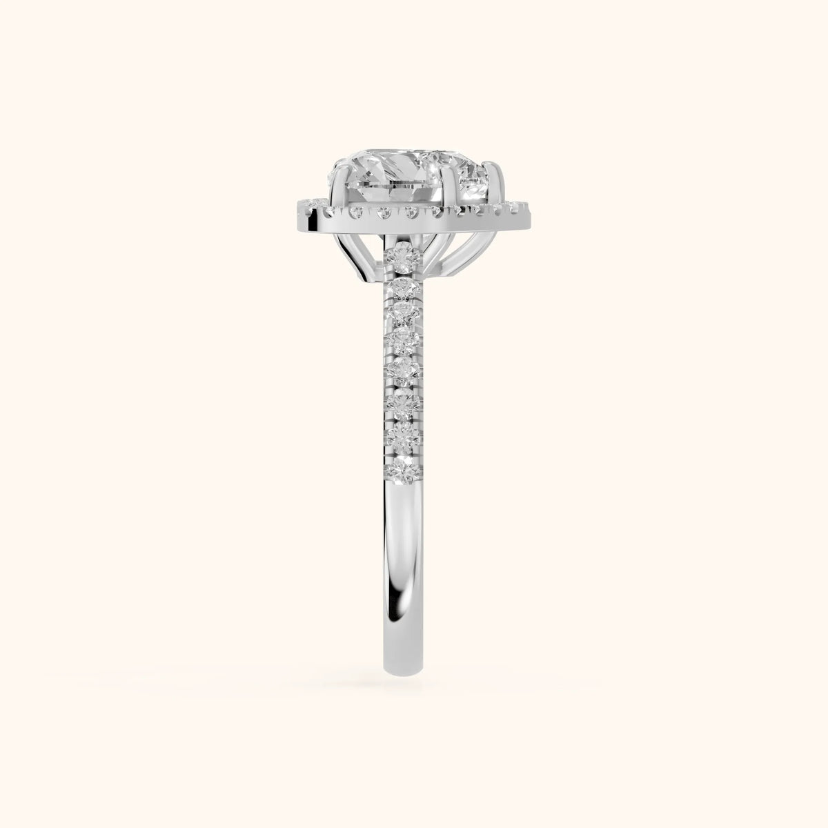 Mabel Halo French Pavé Heart Diamond Engagement Ring in White Gold - SideView.webp